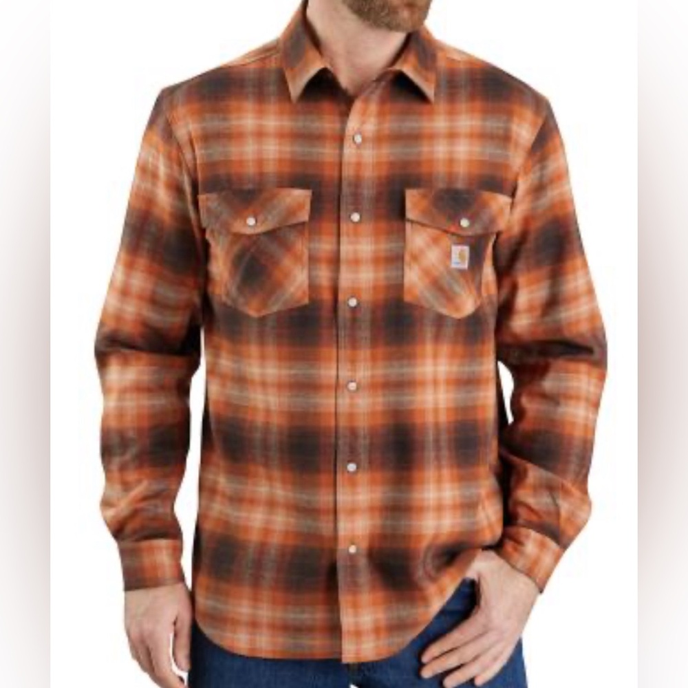 CARHARTT RUGGED FLEX® RELAXED FIT MIDWEIGHT FLANNEL SNAP-FRONT PLAID SHIRT - 2XL